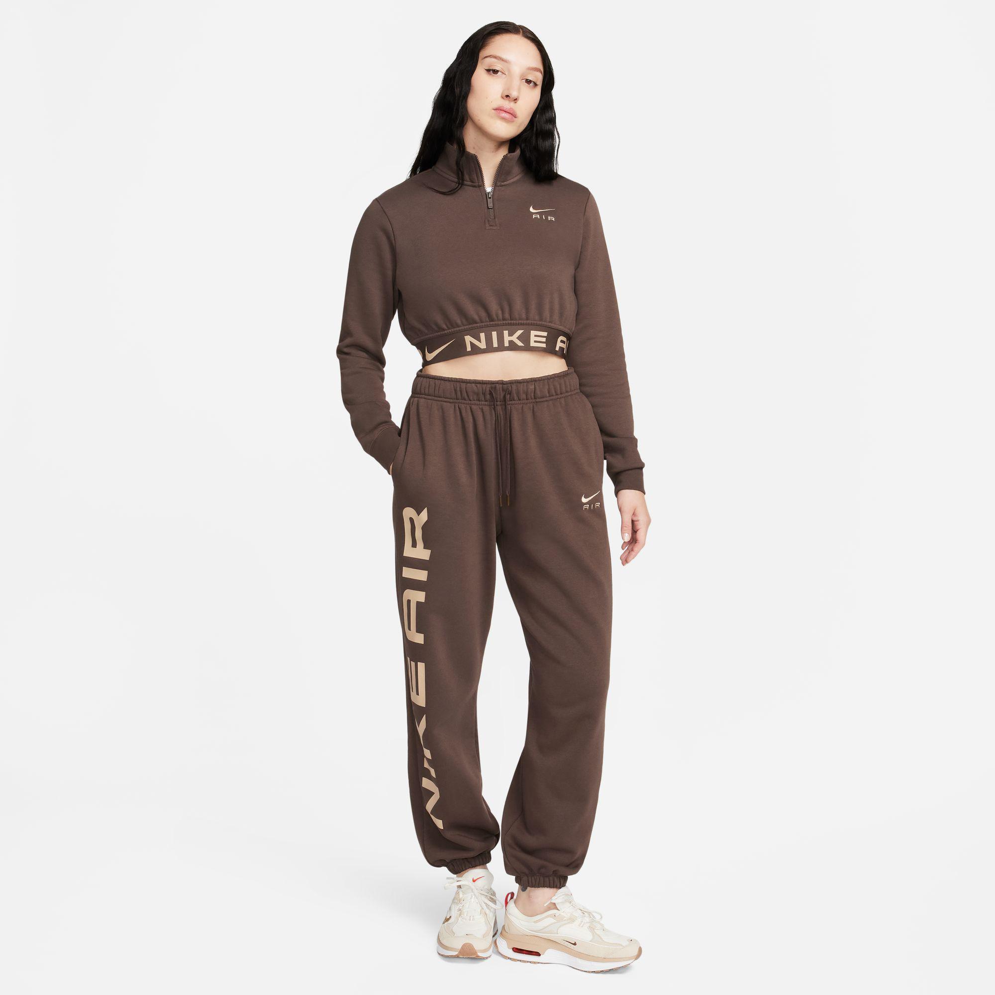 Nike Sportswear Air Fleece Top Kadın Kahverengi Uzun Kollu T-Shirt