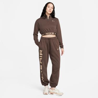  Nike Sportswear Air Fleece Top Kadın Kahverengi Uzun Kollu T-Shirt