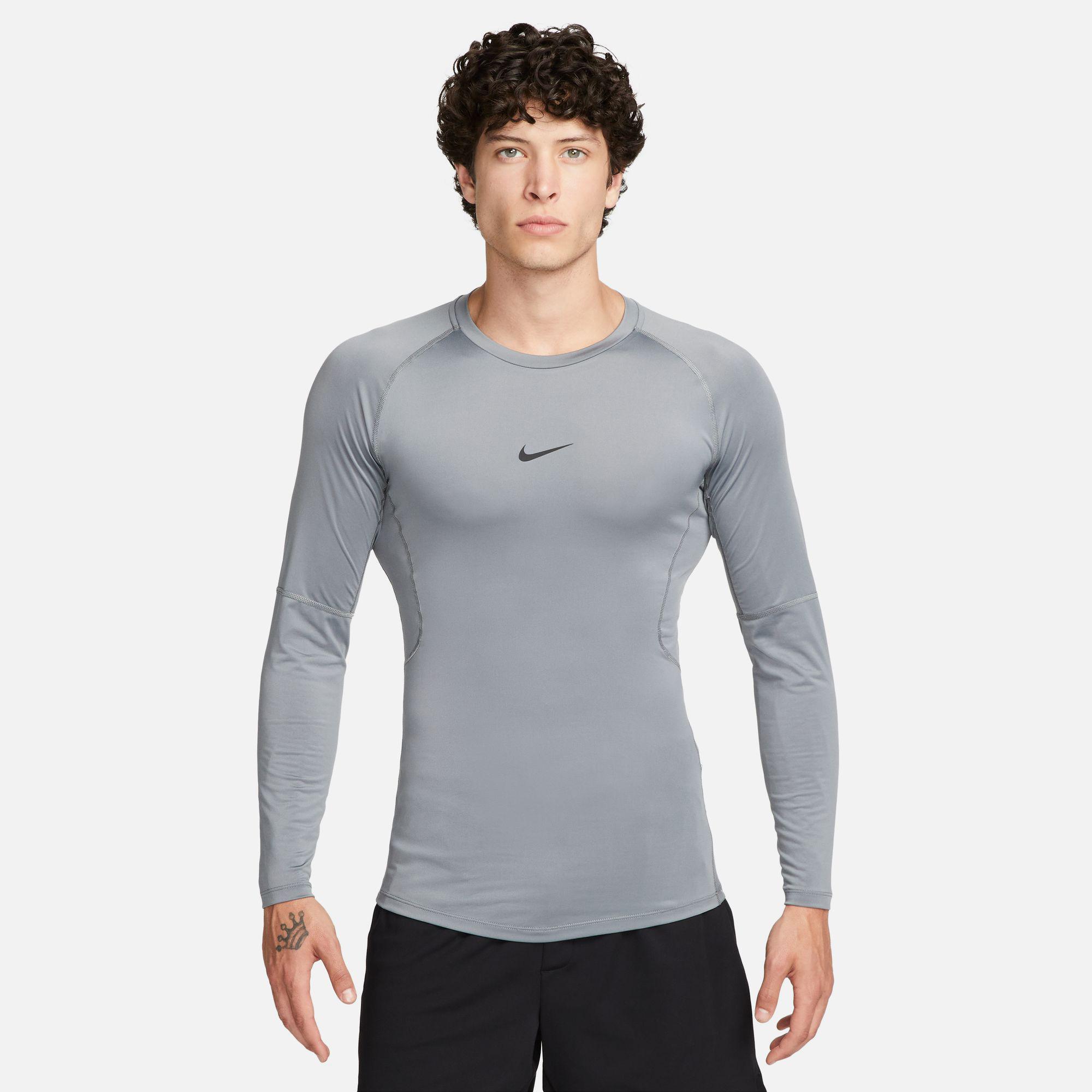 Nike Pro Dri-Fit Top Erkek Gri Uzun Kollu T-Shirt