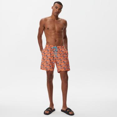  Nautica Erkek Turuncu Baskılı Deniz Şortu