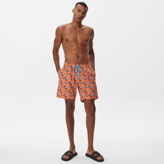  Nautica Erkek Turuncu Baskılı Deniz Şortu