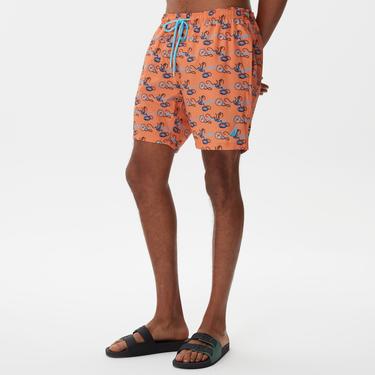  Nautica Erkek Turuncu Baskılı Deniz Şortu