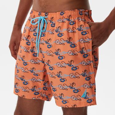  Nautica Erkek Turuncu Baskılı Deniz Şortu