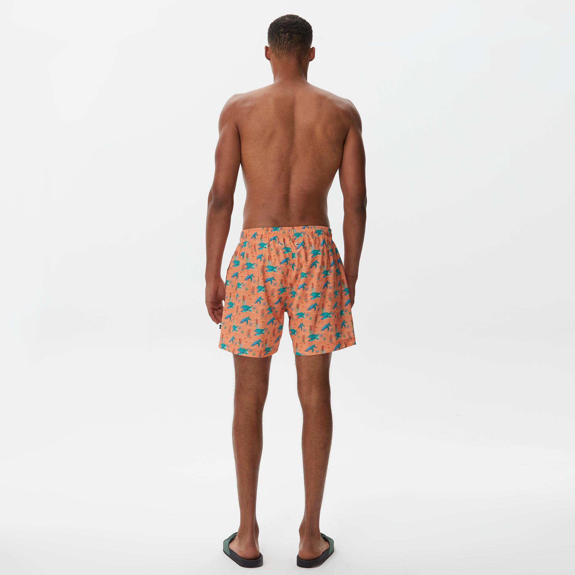 Nautica Erkek Turuncu Baskılı Deniz Şortu