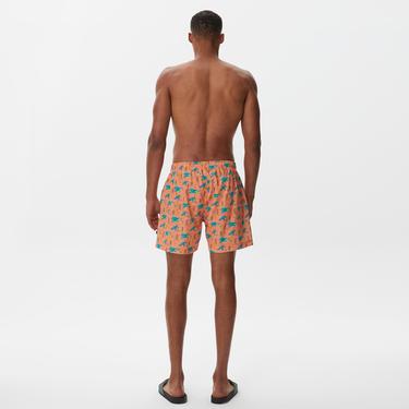  Nautica Erkek Turuncu Baskılı Deniz Şortu