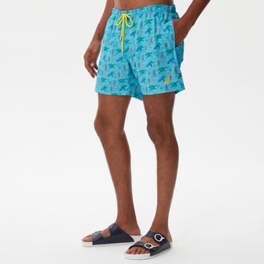  Nautica Erkek Mavi Baskılı Deniz Şortu