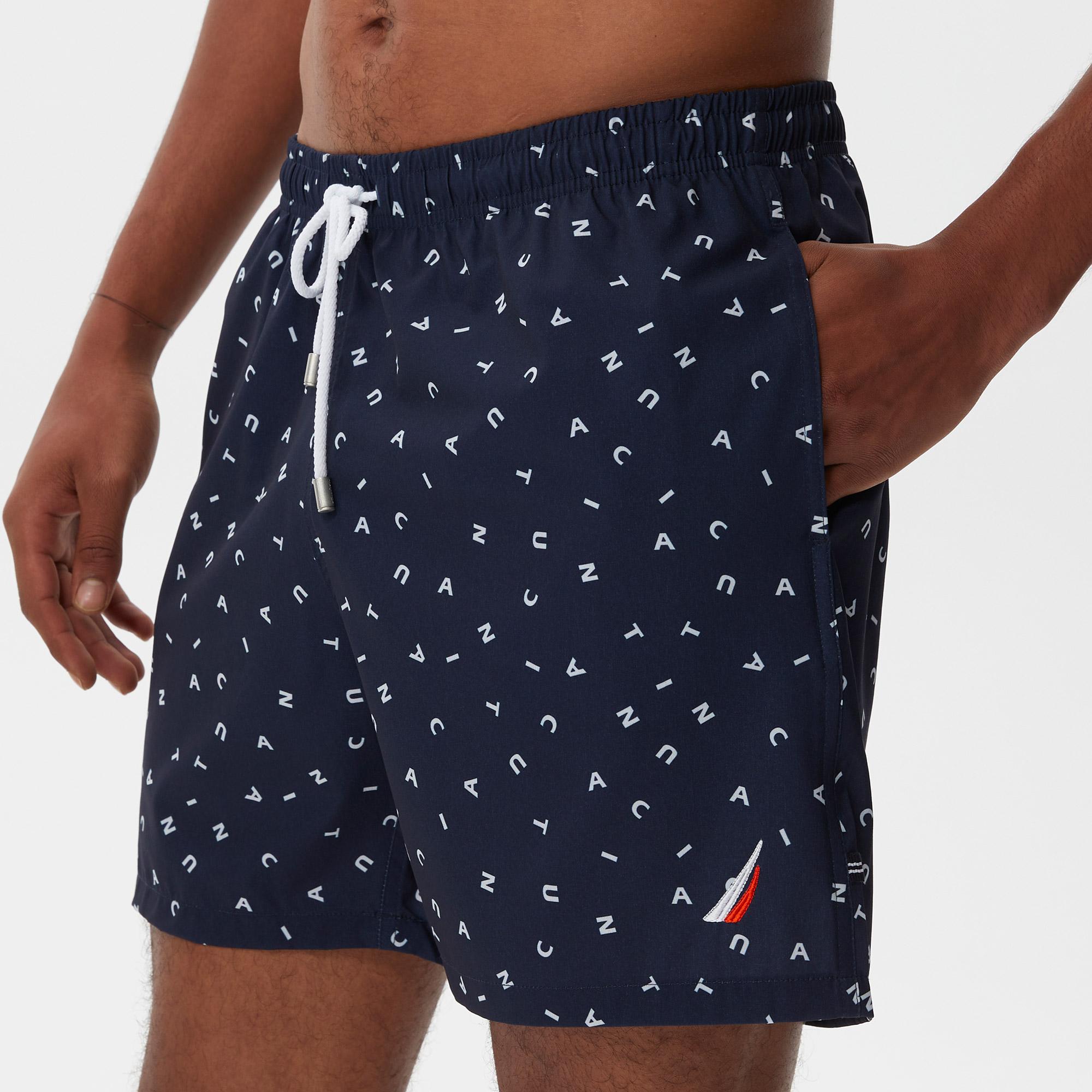 Nautica Erkek Lacivert Baskılı Deniz Şortu