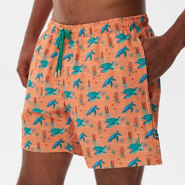  Nautica Erkek Turuncu Baskılı Deniz Şortu