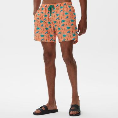  Nautica Erkek Turuncu Baskılı Deniz Şortu