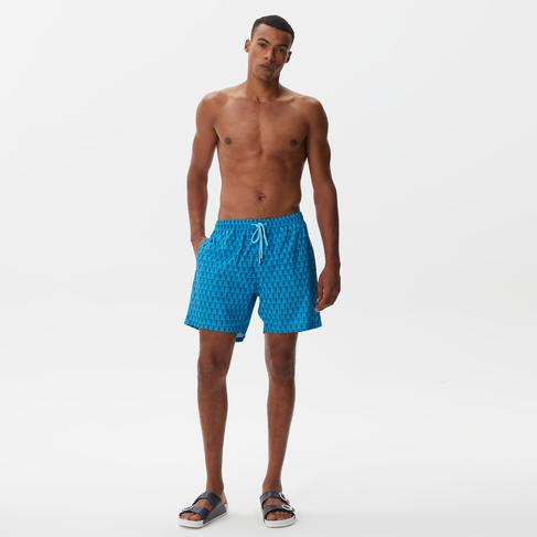  Nautica Erkek Mavi Baskılı Mayo Şort