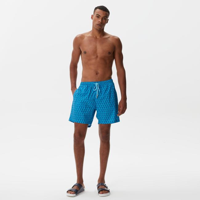  Nautica Erkek Mavi Baskılı Mayo Şort