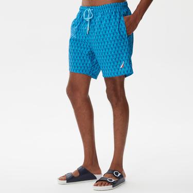  Nautica Erkek Mavi Baskılı Mayo Şort