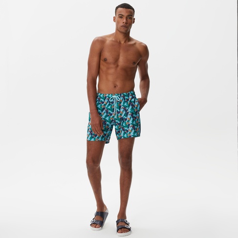  Nautica Erkek Mavi Baskılı Mayo Şort