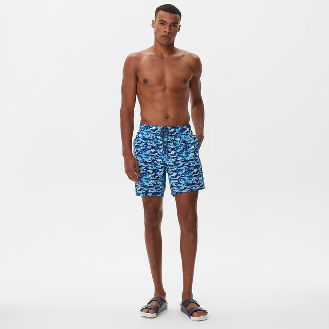  Nautica Erkek Mavi Baskılı Mayo Şort