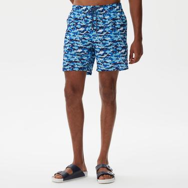  Nautica Erkek Mavi Baskılı Mayo Şort