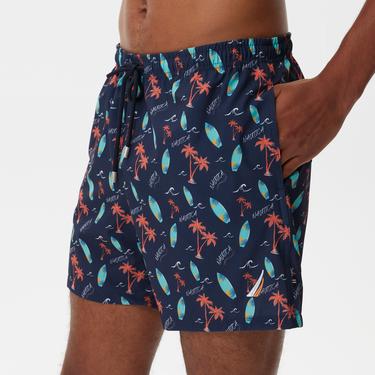  Nautica Erkek Lacivert Baskılı Mayo Şort