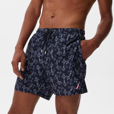  Nautica Erkek Lacivert Baskılı Mayo Şort