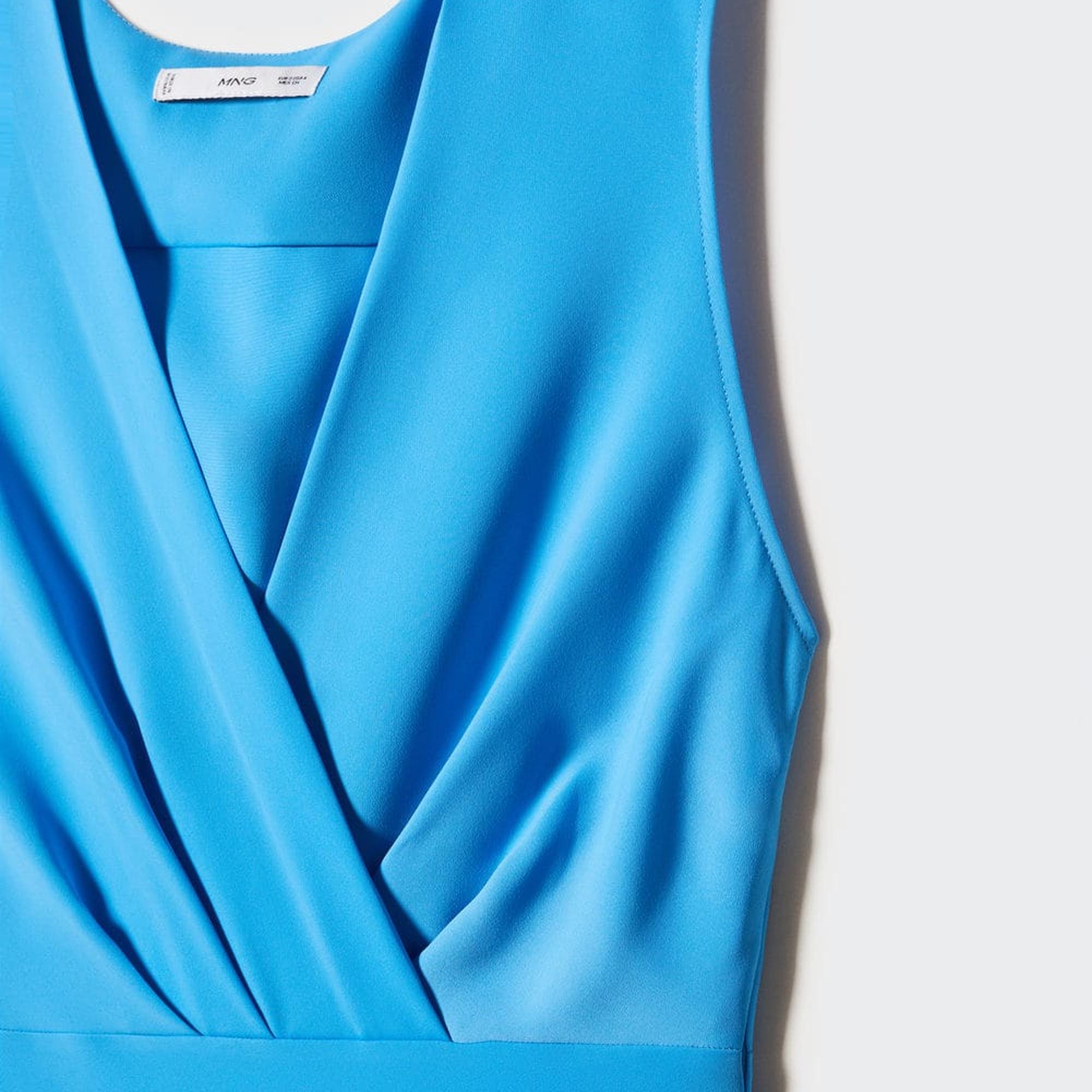 Mango Kadın Yan Yırtmaçlı Asimetrik Elbise Turkuaz