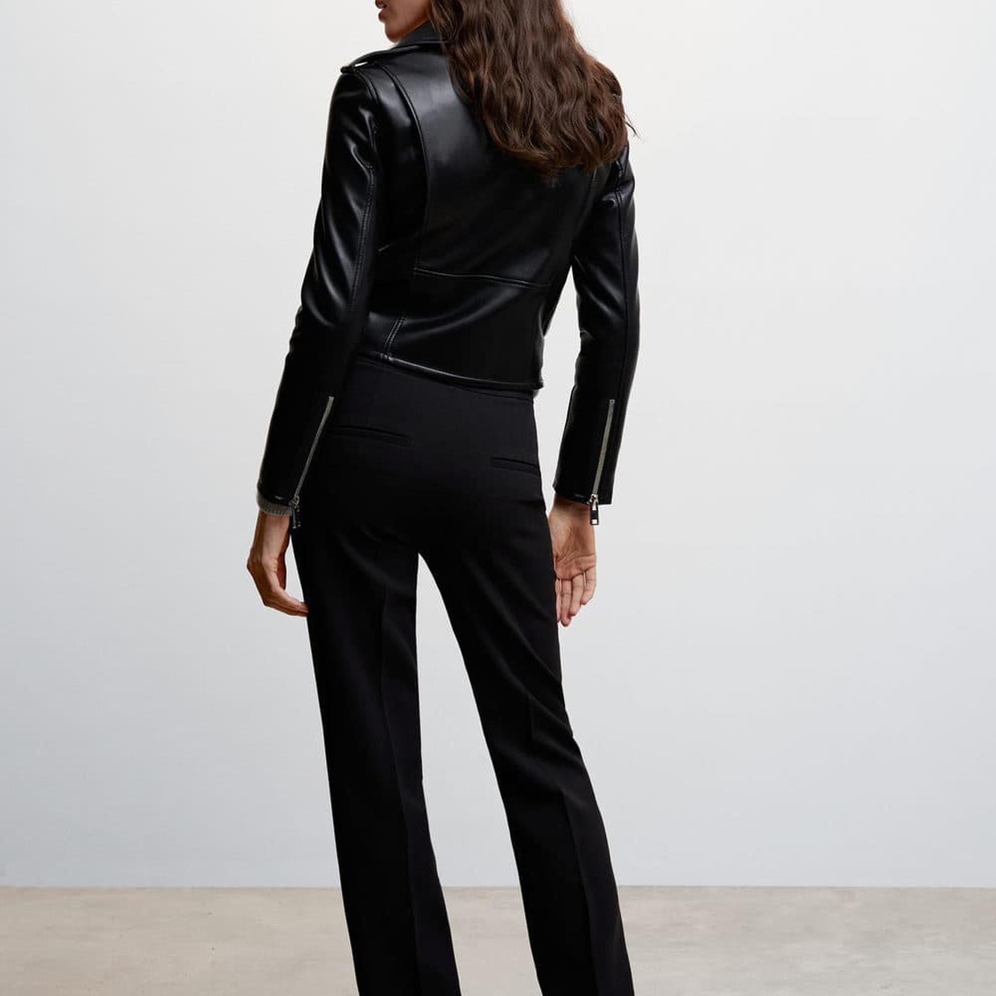 Mango Kadın Deri Görünümlü Biker Ceket Siyah