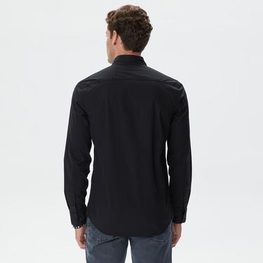  Calvin Klein Stretch Poplin Slim Shirt Erkek Siyah Gömlek