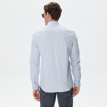  Calvin Klein Stretch Poplin Slim Erkek Mavi Gömlek