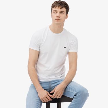  Lacoste Erkek Slim Fit Bisiklet Yaka Beyaz T-Shirt