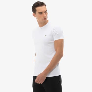  Lacoste Erkek Slim Fit Bisiklet Yaka Beyaz T-Shirt