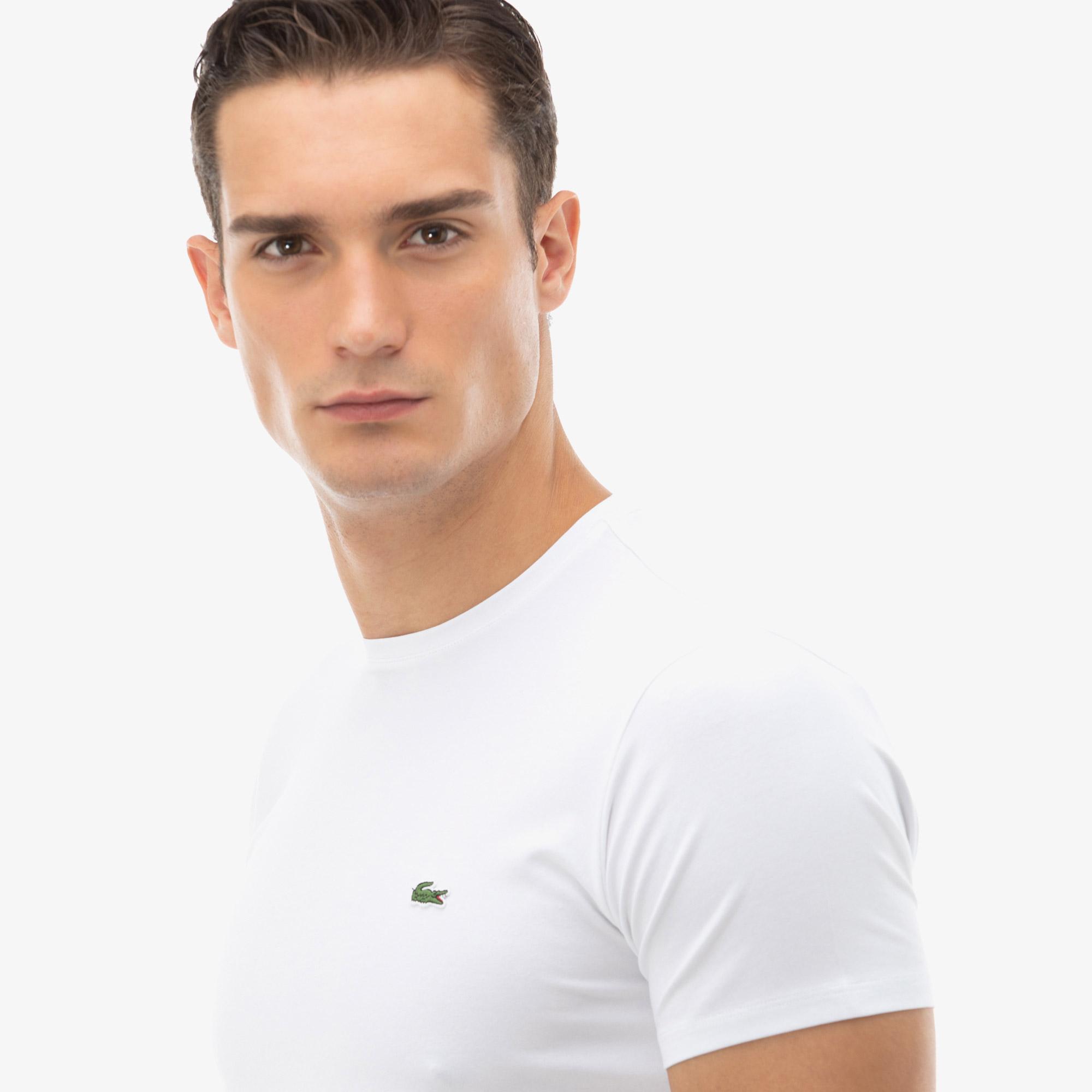 Lacoste Erkek Slim Fit Bisiklet Yaka Beyaz T-Shirt
