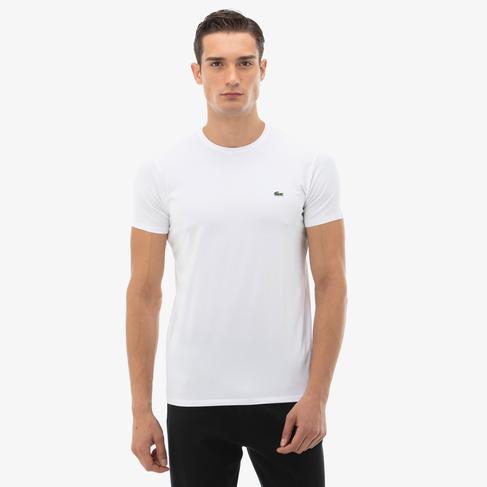  Lacoste Erkek Slim Fit Bisiklet Yaka Beyaz T-Shirt