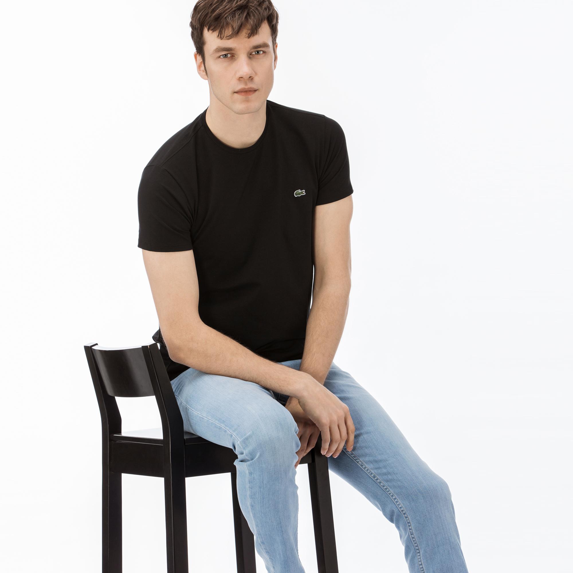 Erkek Slim Fit Bisiklet Yaka Siyah T-Shirt