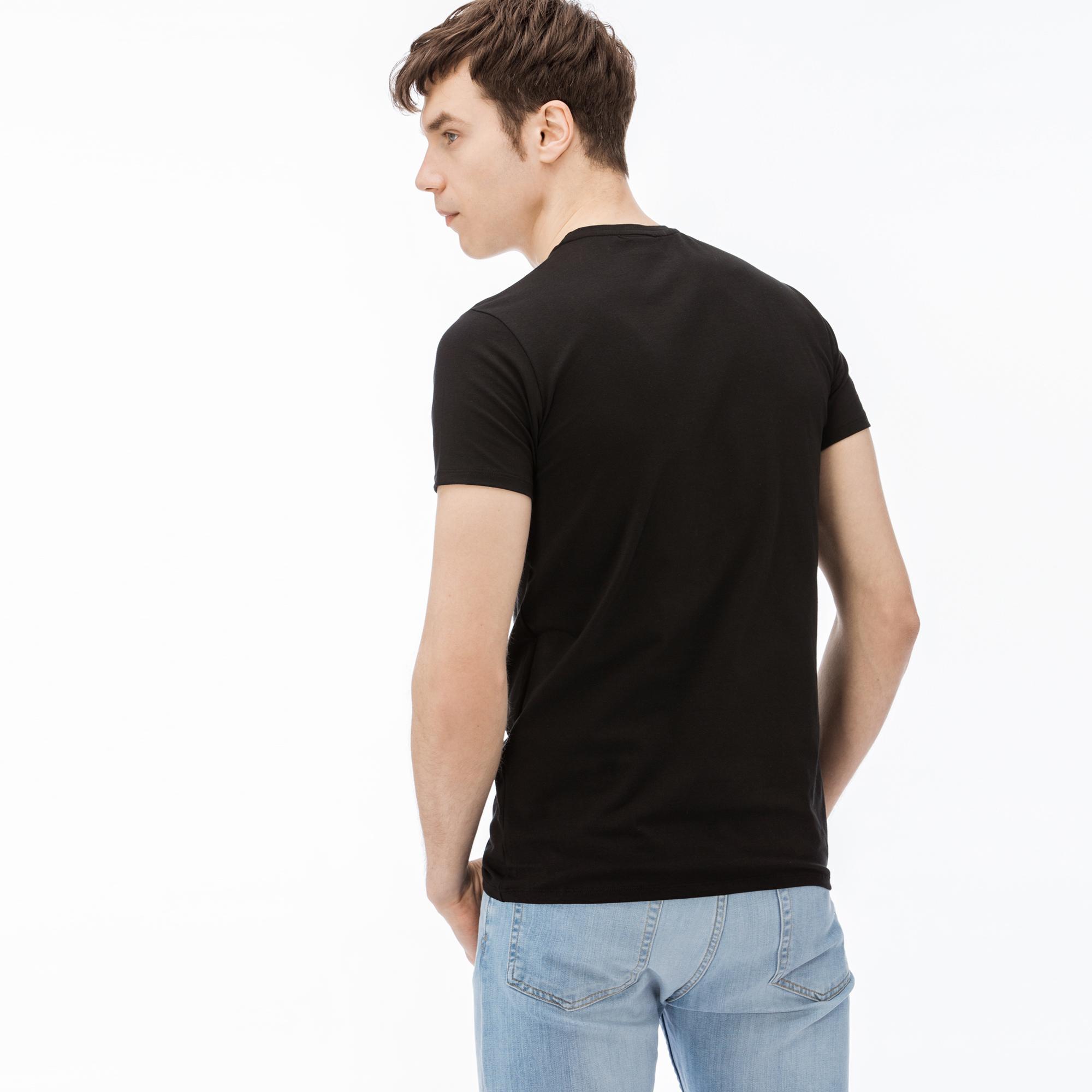 Erkek Slim Fit Bisiklet Yaka Siyah T-Shirt