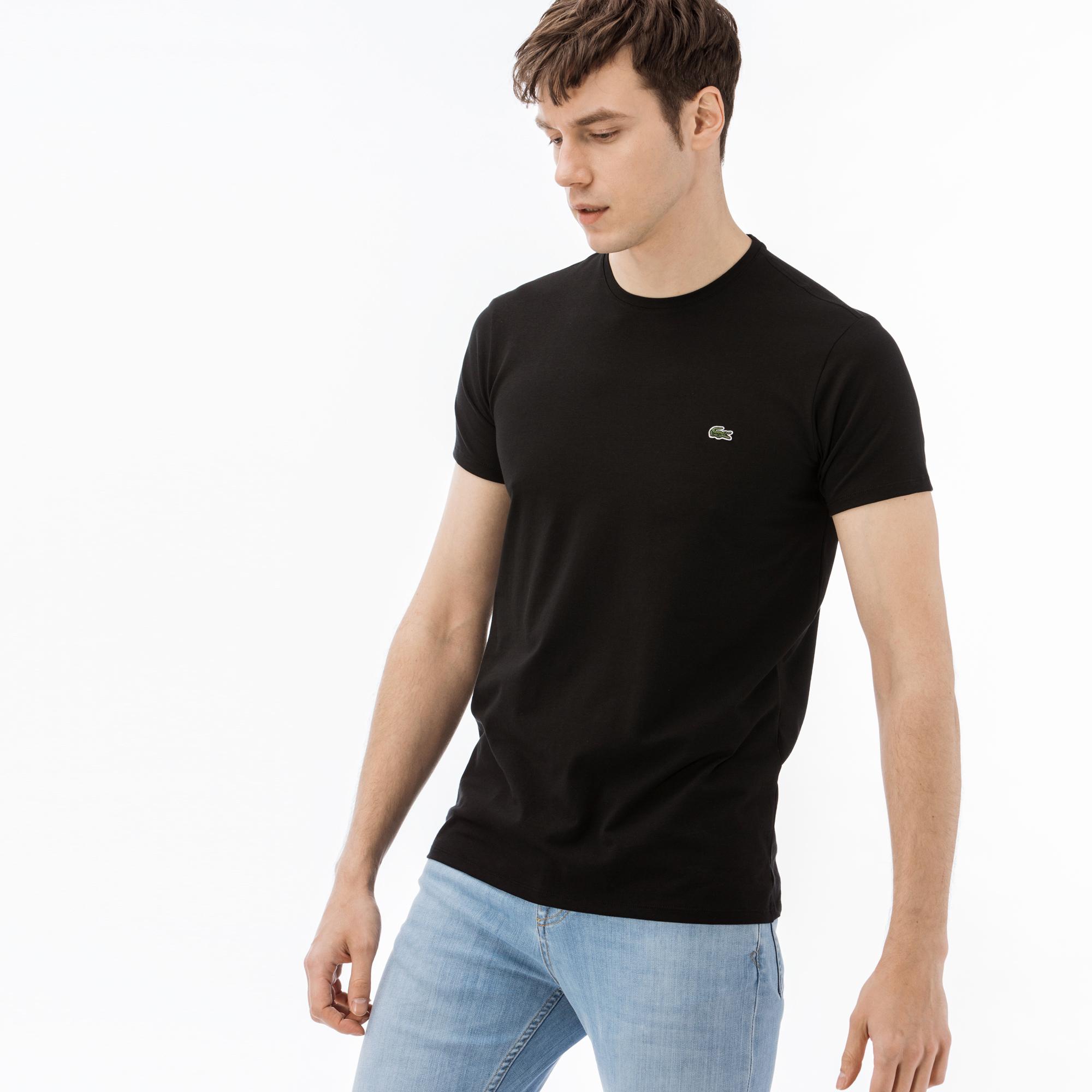 Erkek Slim Fit Bisiklet Yaka Siyah T-Shirt