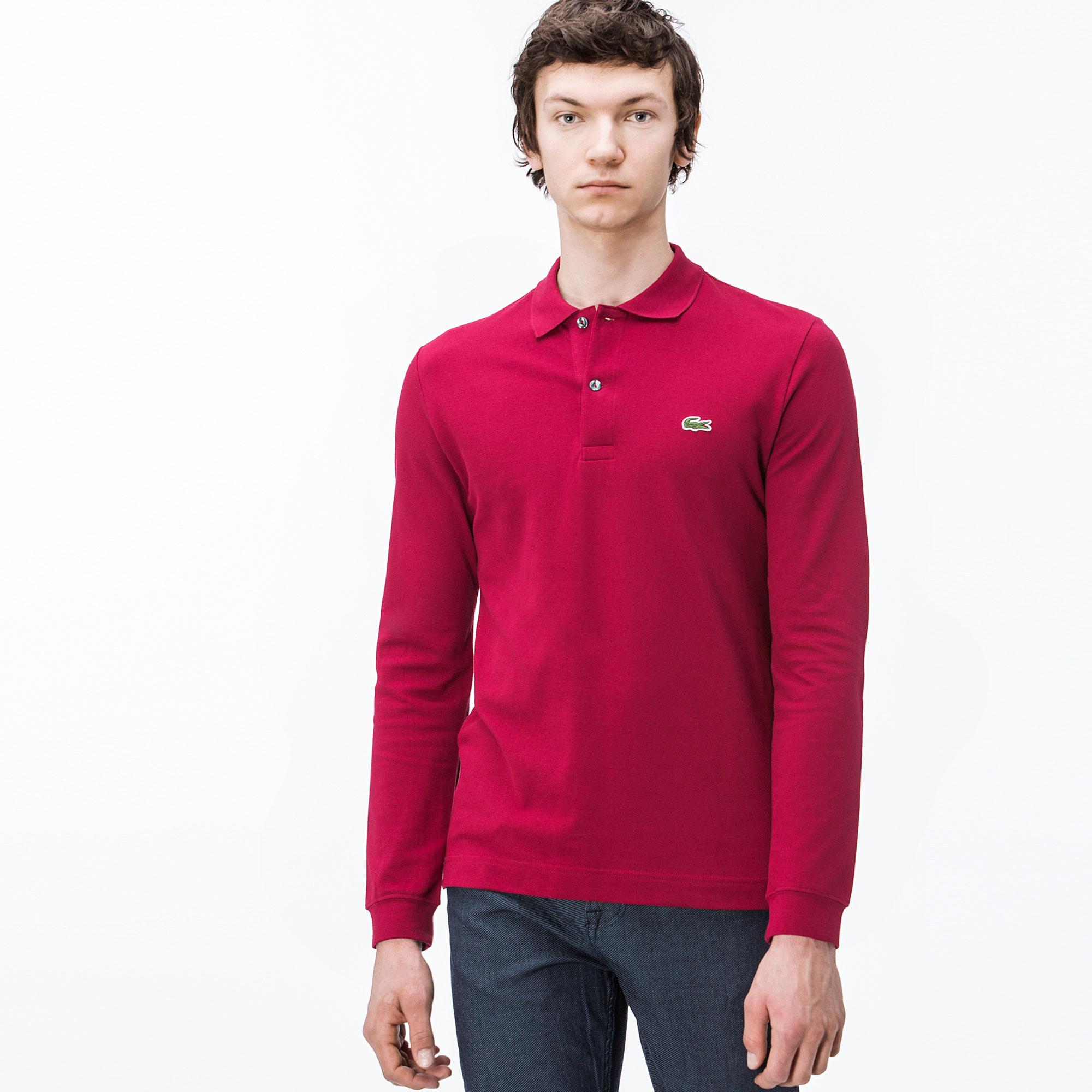 Lacoste Erkek Slim Fit Uzun Kollu Bordo Polo