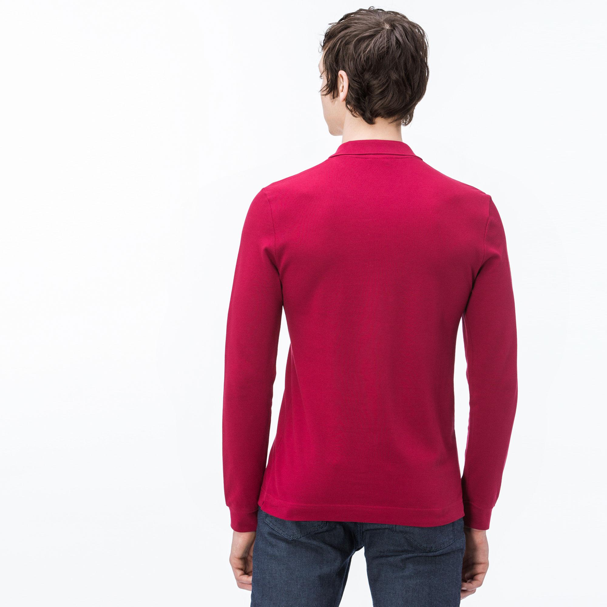 Lacoste Erkek Slim Fit Uzun Kollu Bordo Polo