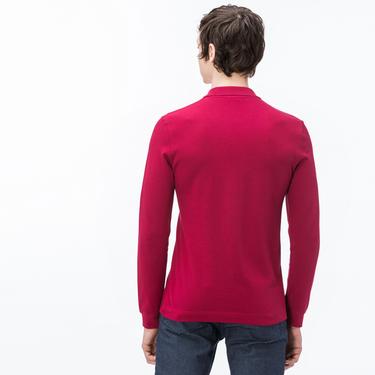  Lacoste Erkek Slim Fit Uzun Kollu Bordo Polo