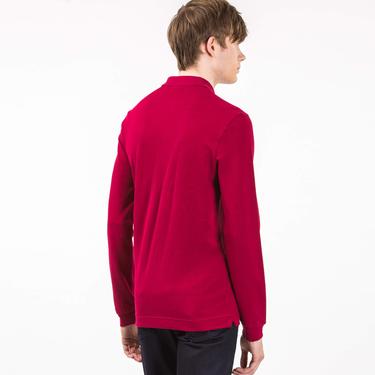  Lacoste Erkek Slim Fit Uzun Kollu Bordo Polo