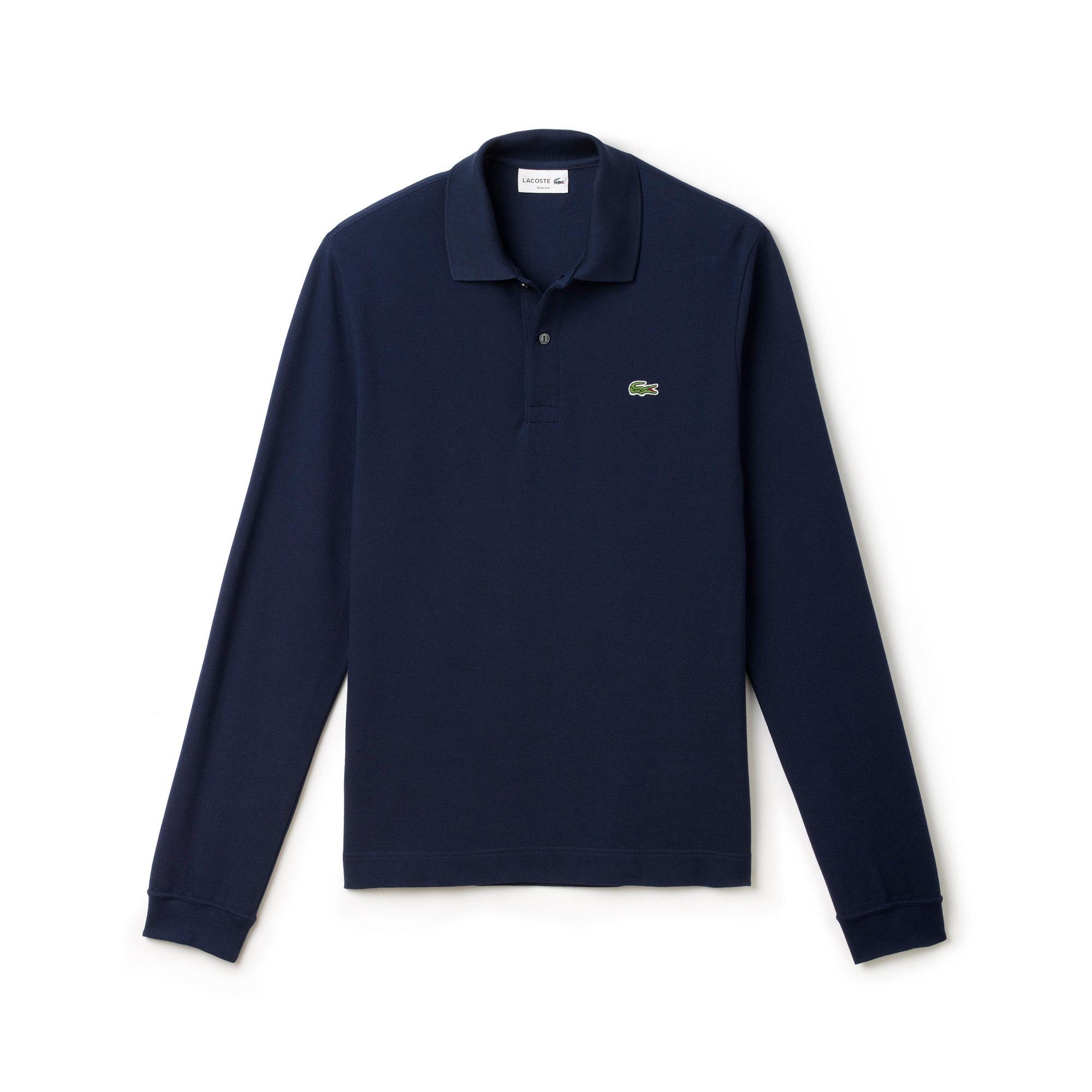 L.12.12 Erkek Slim Fit Uzun Kollu Lacivert Polo