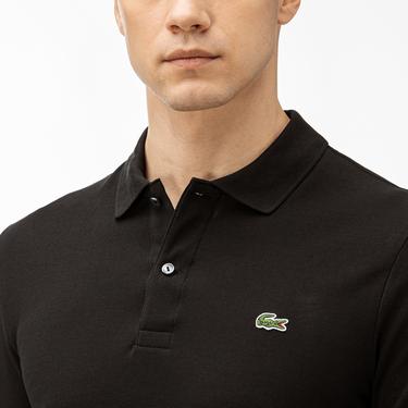  L.12.12 Erkek Slim Fit Uzun Kollu Siyah Polo