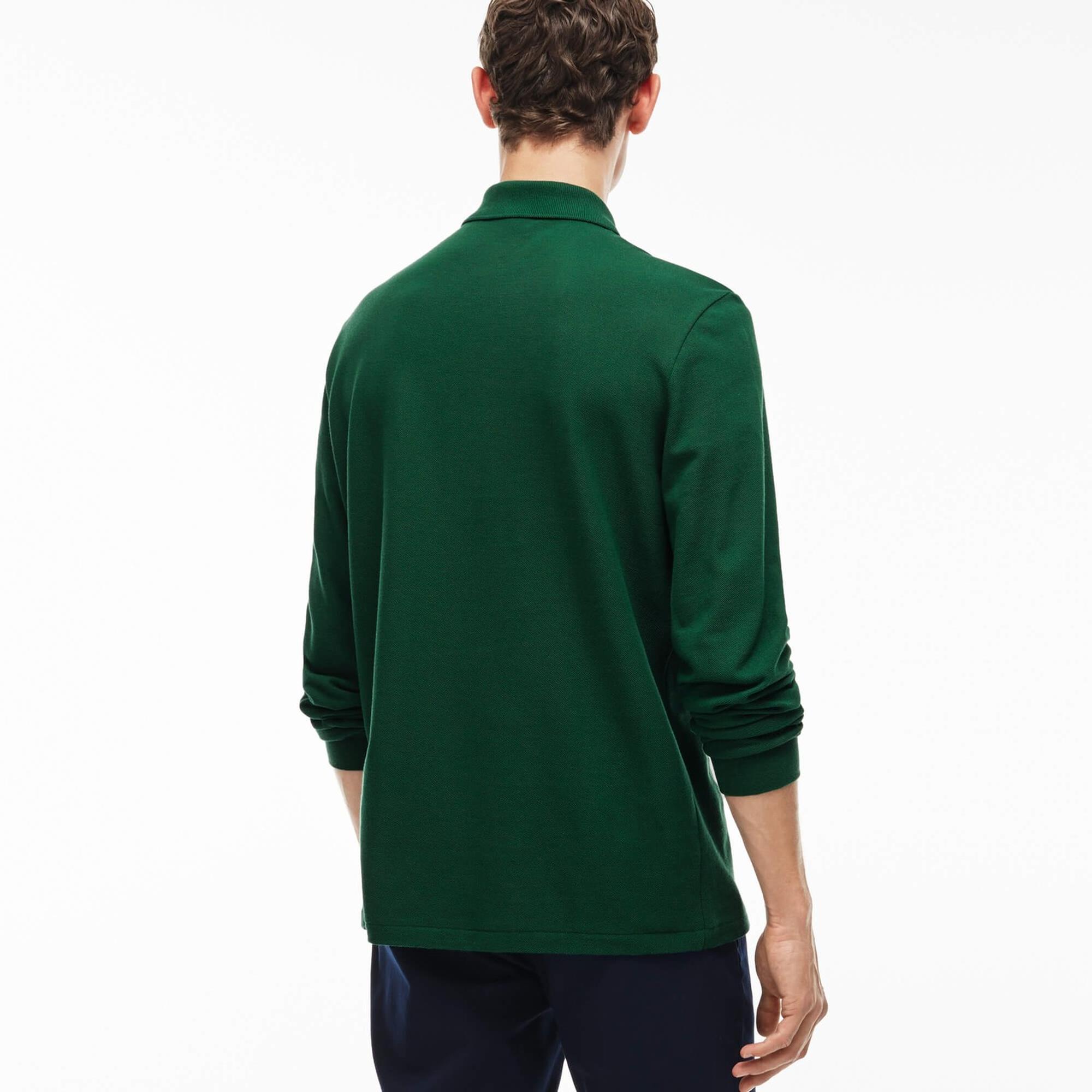 L.12.12 Erkek Classic Fit Uzun Kollu Koyu Yeşil Polo