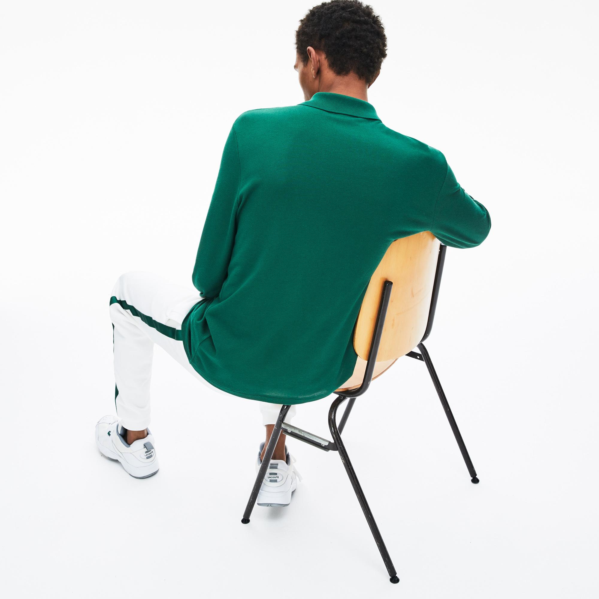 L.12.12 Erkek Classic Fit Uzun Kollu Koyu Yeşil Polo