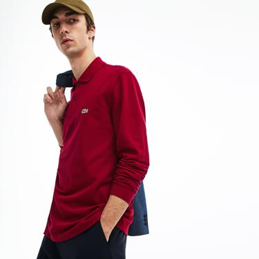  L.12.12 Erkek Classic Fit Uzun Kollu Bordo Polo