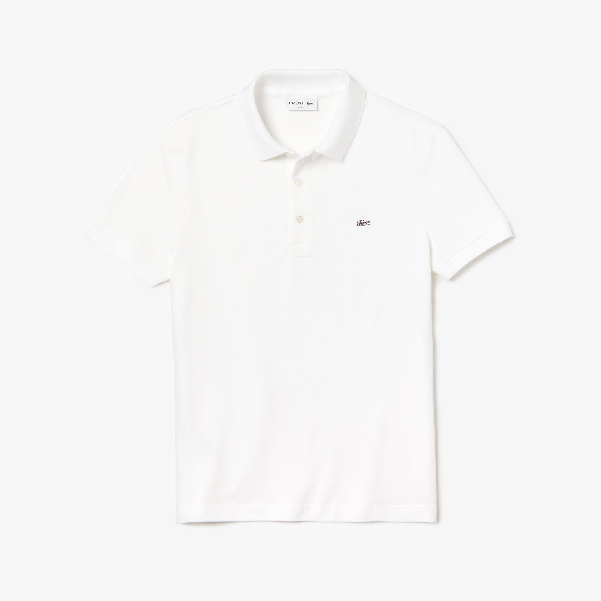 Erkek Slim Fit Beyaz Polo