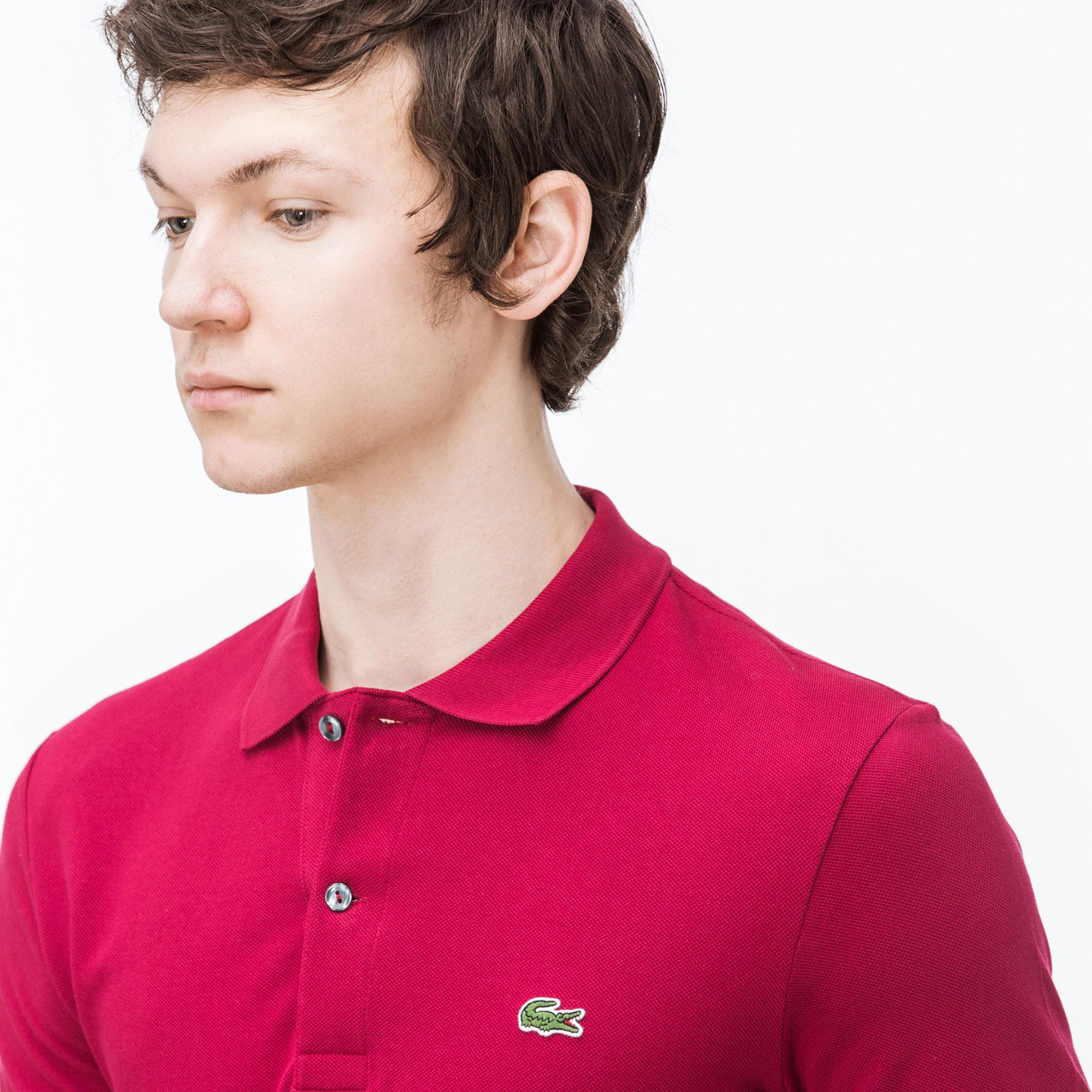 Lacoste Erkek Slim Fit Uzun Kollu Bordo Polo