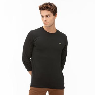  Erkek Regular Fit Uzun Kollu Bisiklet Yaka Siyah T-Shirt