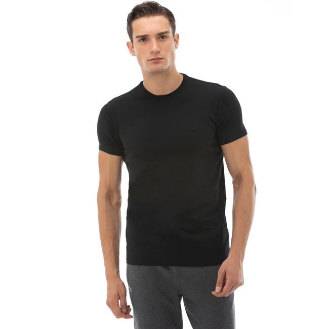  Lacoste Erkek Slim Fit Bisiklet Yaka Siyah T-Shirt