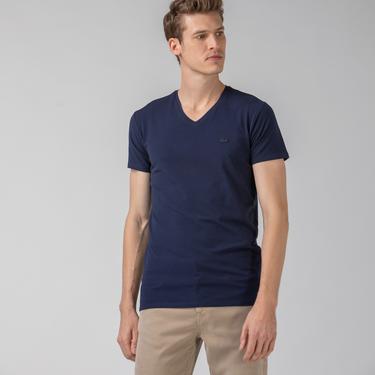  Lacoste Erkek Regular Fit V Yaka Lacivert T-Shirt