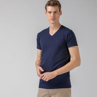  Lacoste Erkek Regular Fit V Yaka Lacivert T-Shirt