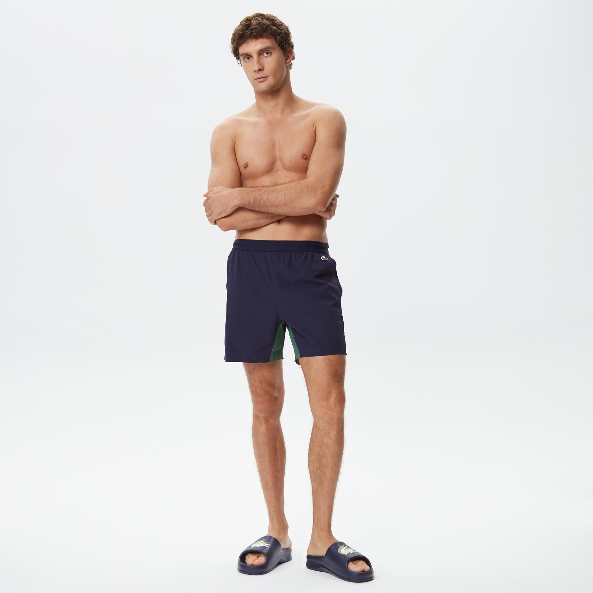 Erkek Renk Bloklu Lacivert Mayo Şort