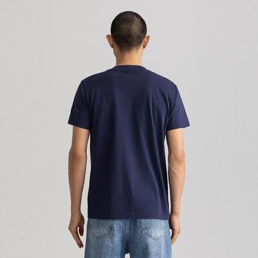  GANT Erkek Lacivert Regular Fit Bisiklet Yaka Logolu T-Shirt