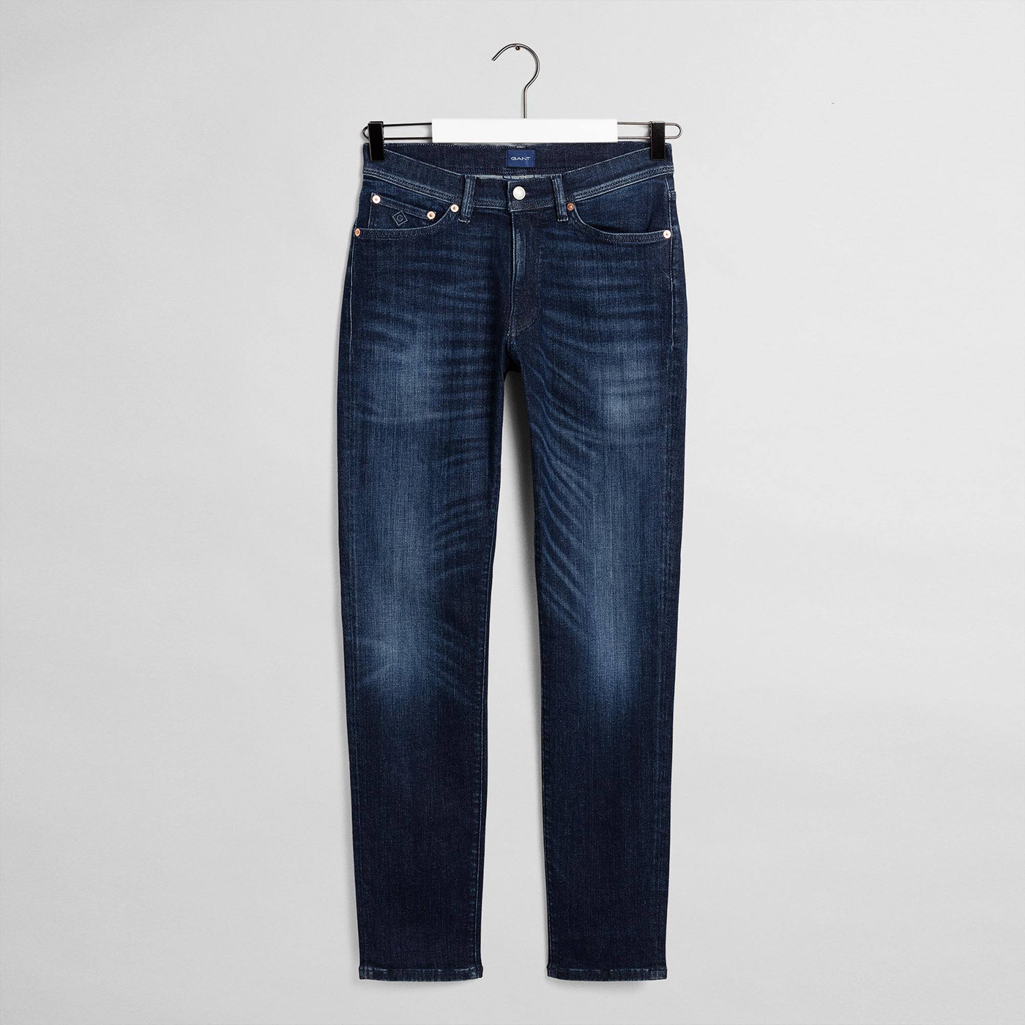 GANT Erkek Lacivert Extra Slim Fit Jean Pantolon